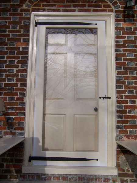 Storm Door with Wrought Iron Strap Hinges